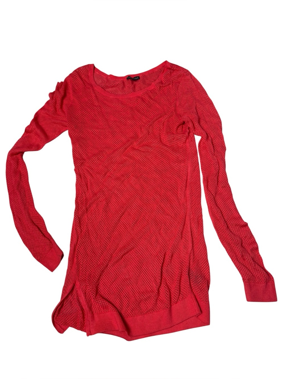 Express open knit swim beach cover up netted long sleeve small
